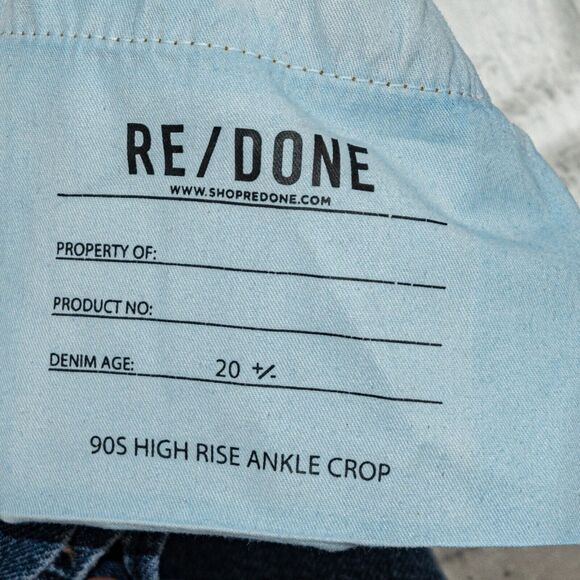 Re/Done size 24 90s High-Rise Ankle Crop Denim Jeans Blue wash - Picture 12 of 13